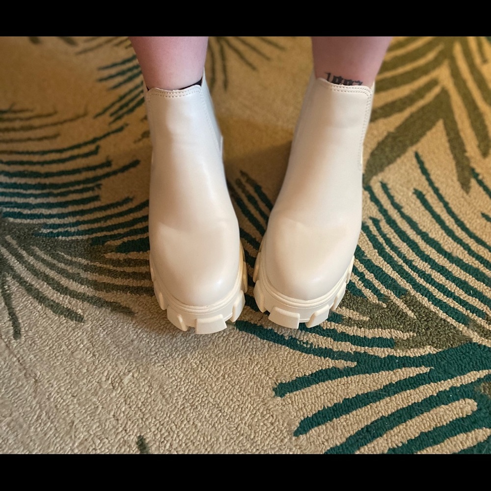 Platform Nude Slip On Boots
